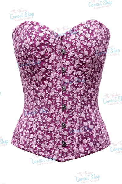 Toletti Baby Pink Floral Net Overlay Overbust Corset