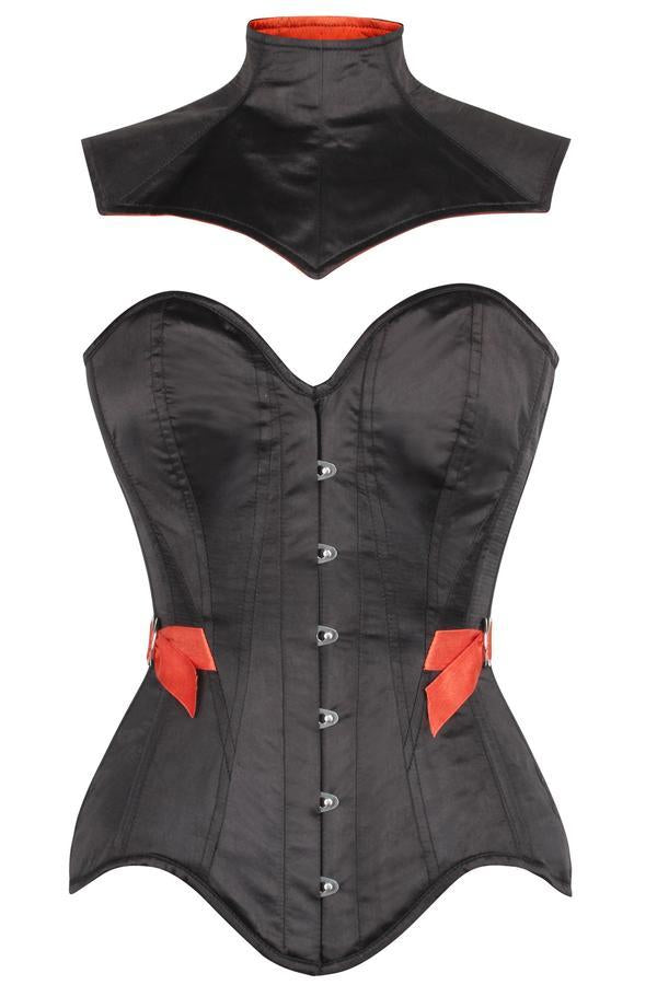 Odion Black Satin Corset With Gothic Shrug